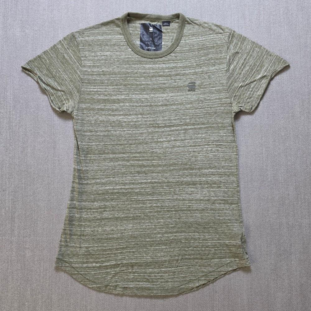 G-Star Raw T-Shirt Women S Green Space Dye Curved Hem Logo Tee